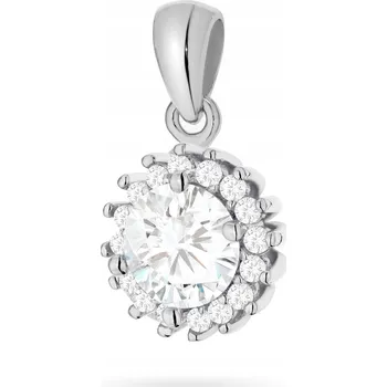 Přívěsek STŘÍBRNÝ PŘÍVĚSEK ryzost 925 , klasický kulatý, s bílými kubickými zirkony
