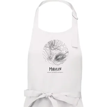 Kuchyňská zástěra Mikulov - vrstevnice v kruhu - Dámská zástěra na vaření - Univerzální velikost ( Bílá )
