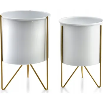 Květináč Květináč / Obal na květináč 18 cm kovový bílý, žlutý