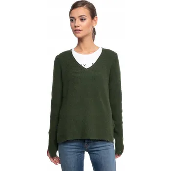 Dámský svetr TOMMY HILFIGER TMAVĚ ZELENÝ SVETR S VÝSTŘIHEM DO V (XS)