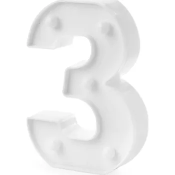 Svítící číslice k narozeninám a Novému roku, střední, 4 "3" bílá