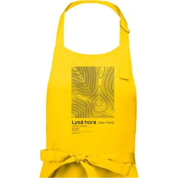 Kuchyňská zástěra Lysá hora - vrstevnice v obdélníku - Dámská zástěra na vaření - Univerzální velikost ( Žlutá )