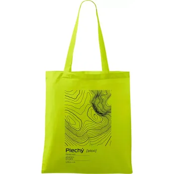 Plechý - vrstevnice v obdélníku - Taška bavlněná - 42 x 38 cm ( Limetková )