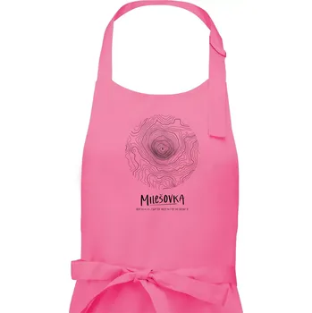 Kuchyňská zástěra Milešovka - vrstevnice v kruhu - Dámská zástěra na vaření - Univerzální velikost ( Růžová )