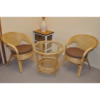 Axin Trading s.r.o. Ratanová sedací souprava Kina medová polstr hnědý melír