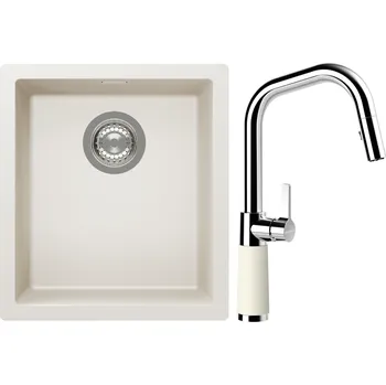 Kuchyňský dřez Set Schock S12-9 (dřez Kaia N-100S Magnolia + baterie SC-530.120 Magnolia)