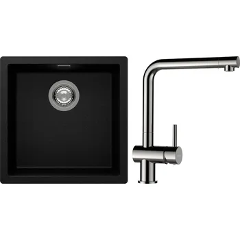 Granitový dřez Set Schock S13-3 (dřez Kaia N-100 Magma + baterie Epos Nerezový vzhled)