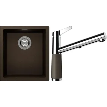 Kuchyňský dřez Set Schock S12-5 (dřez Kaia N-100S Bronze + baterie SC-510.120 Bronze)