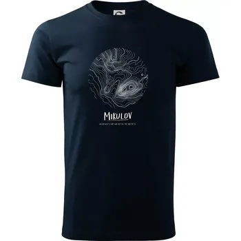 Pánské tričko Mikulov - vrstevnice v kruhu - Triko extra velké (5-8XL) - 6XL ( Námořní modrá (téměř černá) )