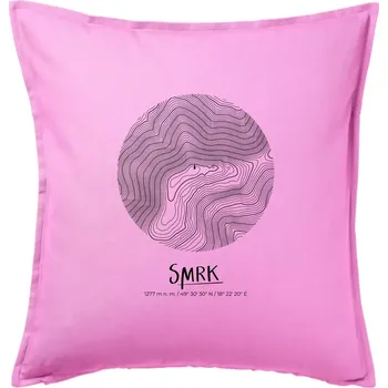 Polštář Smrk - vrstevnice v kruhu - Polštář 50x50 - 50x50 - Pouze potah ( Růžová )