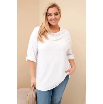 Dámská halenka Dámská blůza Plus Size s bavlnou volného střihu s vodním výstřihem bílá UNI