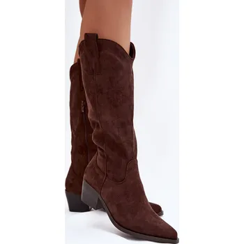 Dámské kozačky Dámské kovbojky Jazelle – czekoladowé Velikost: 38