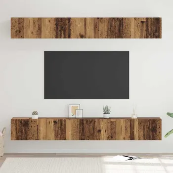 Obývací stěna Sestava TV skříněk Nástěnný 6 pcs Staré dřevo kompozitní dřevo Hnědá 3393474