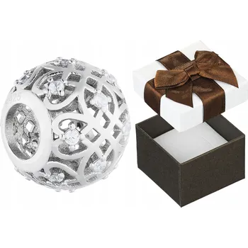 Přívěsek Stříbrný přívěsek Charms se zirkony, prolamovaný korálek na modulární Náramky, Stříbro