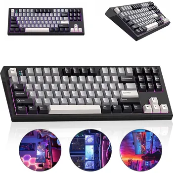 Klávesnice MECHANICKÁ HERNÍ KLÁVESNICE WIND SPIRIT ČERNÁ BLUETOOTH KABELOVÁ S87