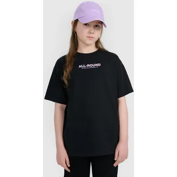 Dívčí tričko 4F dětské tričko černé bavlna velikost 134