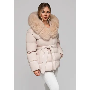 Larica Dámská zateplená bunda s kožíškem OW-JALP-0103 v1 Barva: Béžová, Velikost: L