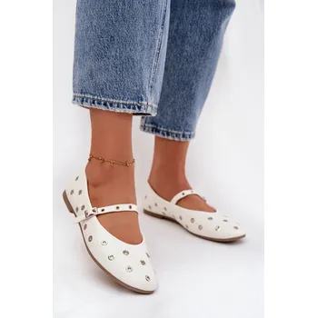 Dámská obuv Dámské baleríny se stříbrnými prvky Marivon – bílé Velikost: 40