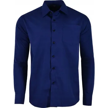 Pánská košile 44/45 HLADKÁ KOŠILE TMAVĚ MODRÁ DLOUHÝ RUKÁV