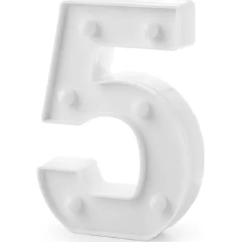 Svítící číslice k narozeninám a Novému roku, střední, 6 "5" bílá