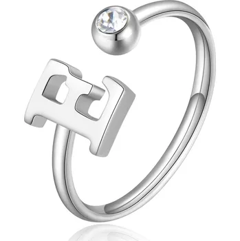 Módní doplněk Stylový ocelový prsten E s krystalem Click SCK176 S Agapo