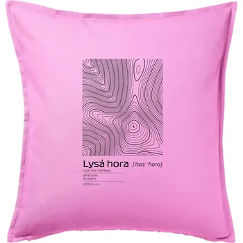 Polštář Lysá hora - vrstevnice v obdélníku - Polštář 50x50 - 50x50 - Pouze potah ( Růžová )