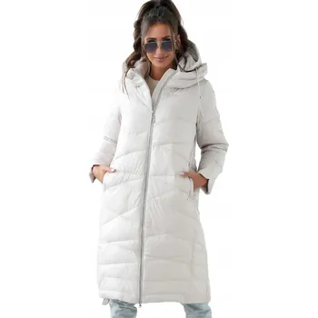 Dámský kabát Dlouhý dámský zimní prošívaný kabát zateplený elegantní SAMANTA 44