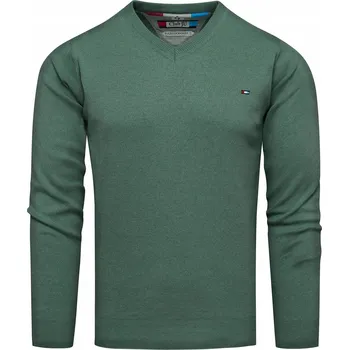 Pánský svetr Pánský svetr s výstřihem do V zelený XXL