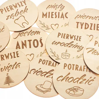 Obraz DŘEVĚNÉ TABULKY NA FOTKY PRVNÍ ROK 16 KUSŮ DÁREK DEKORACE OZDOBA