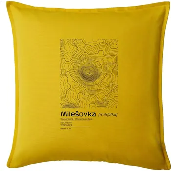 Polštář Milešovka - vrstevnice v obdélníku - Polštář 50x50 - 50x50 - Pouze potah ( Žlutá )