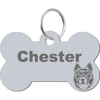 psí známka Adresář, identifikační známka kost ve tvaru kosti Mejk Jewellery stříbrná