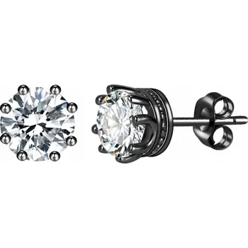 Náušnice PÁNSKÁ STŘÍBRNÁ NÁUŠNICE ČERNÁ PEcka ŠROUBOVACÍ 925