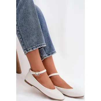 Dámské baleríny Dámské baleríny s páskem a přezkou Janelor – bílé Velikost: 38