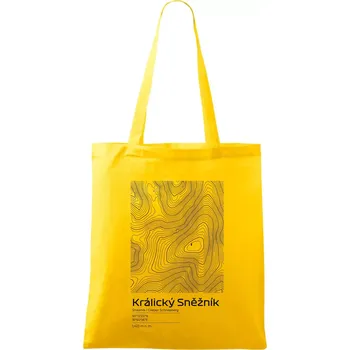 Králický Sněžník - vrstevnice v obdélníku - Taška bavlněná - 42 x 38 cm ( Žlutá )