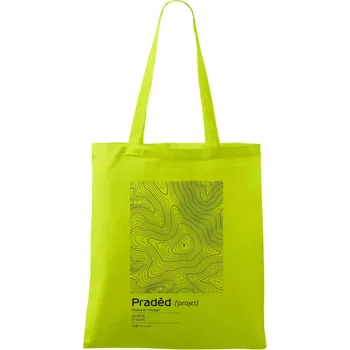 Praděd - vrstevnice v obdélníku - Taška bavlněná - 42 x 38 cm ( Limetková )