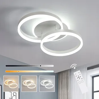 LED Stropní Svítidlo Závěsné Bílé Kulaté Moderní Stmívatelné + Dálkové Ovládání 46W