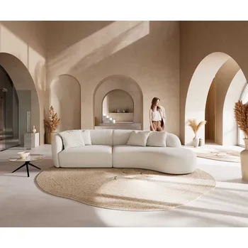 Pohovka DELIFE Pohovka Mairi 330x160 cm bouclé krémovo-bílá