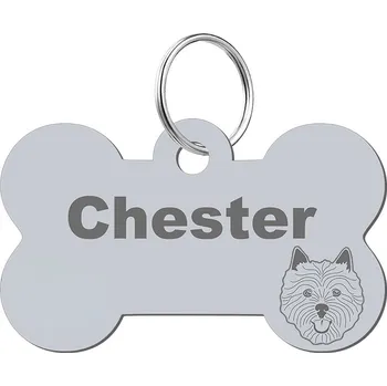 psí známka Adresář, identifikační známka kost ve tvaru kosti Mejk Jewellery stříbrná