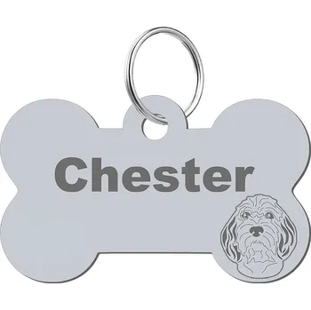 psí známka Adresář, identifikační známka kost ve tvaru kosti Mejk Jewellery stříbrná