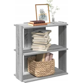 Knihovna 3-patrový regál na knihy, šedý dub sonoma, 60x30x60 cm