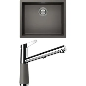 Kuchyňský dřez Set Schock S14-5 (dřez Kaia N-100L Silverstone + baterie SC-510.120 Silverstone)