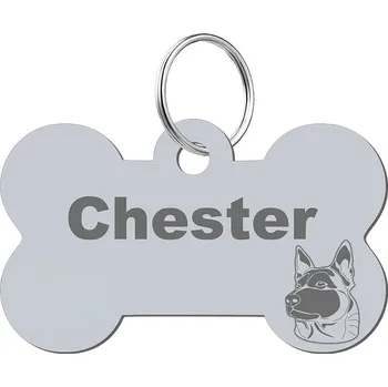 psí známka Adresář, identifikační známka kost ve tvaru kosti Mejk Jewellery stříbrná