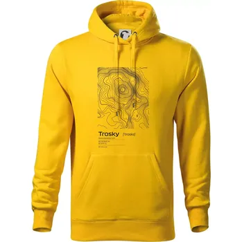 Pánská mikina Trosky - vrstevnice v obdélníku - Mikina pánská Cape s kapucí - 4XL ( Žlutá )