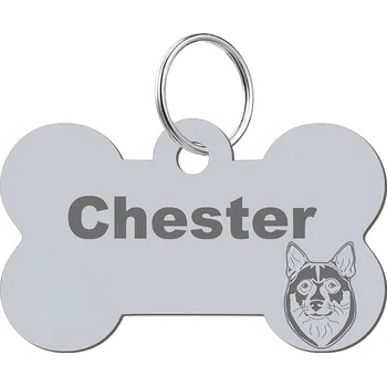 psí známka Adresář, identifikační známka kost ve tvaru kosti Mejk Jewellery stříbrná