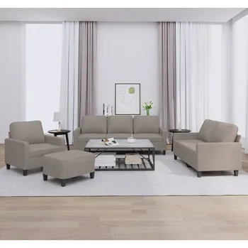 Sedací souprava vidaXL 4dílná sedací souprava s poduškami textil [3201439] Barva: taupe