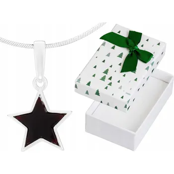 Náhrdelník Krátký Stříbrný Dámský Náhrdelník Hvězdička s Třešňovým Jantarem Choker 30 cm