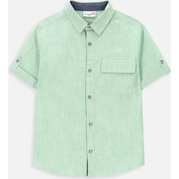Pánská košile Coccodrillo dětská košile s krátkým rukávem bavlna zelená, velikost 98