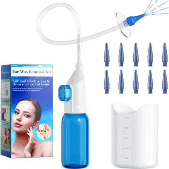 IRYGATOR DO CZYSZCZENIA USZU SADA PRO VÝPLACH UŠNÍHO MAZU, 2 TYPY NÁSTAVCŮ