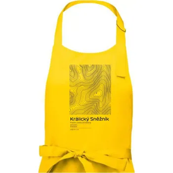 Kuchyňská zástěra Králický Sněžník - vrstevnice v obdélníku - Dámská zástěra na vaření - Univerzální velikost ( Žlutá )