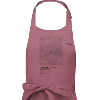 Kuchyňská zástěra Ještěd - vrstevnice v obdélníku - Pánská zástěra na vaření - Univerzální velikost ( Starorůžová )